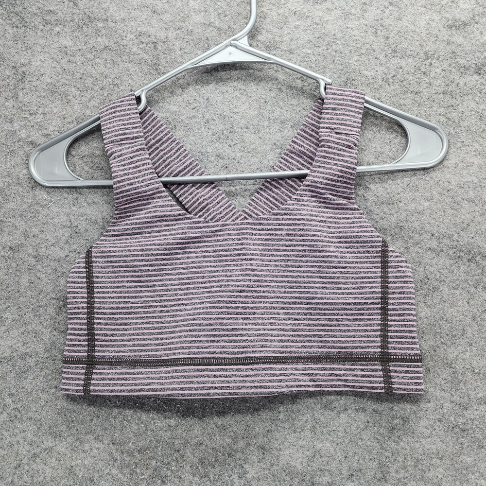 Lululemon Sport Bra Womens 8 Purple Striped Crossback